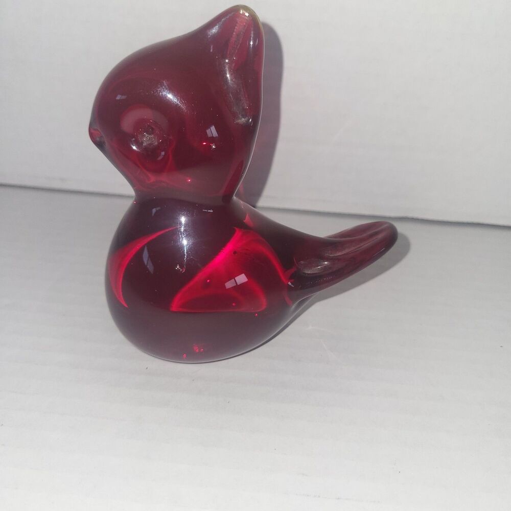 Viking Vintage Glass Art Red Cardinal Figurine Retro MCM Mid Century